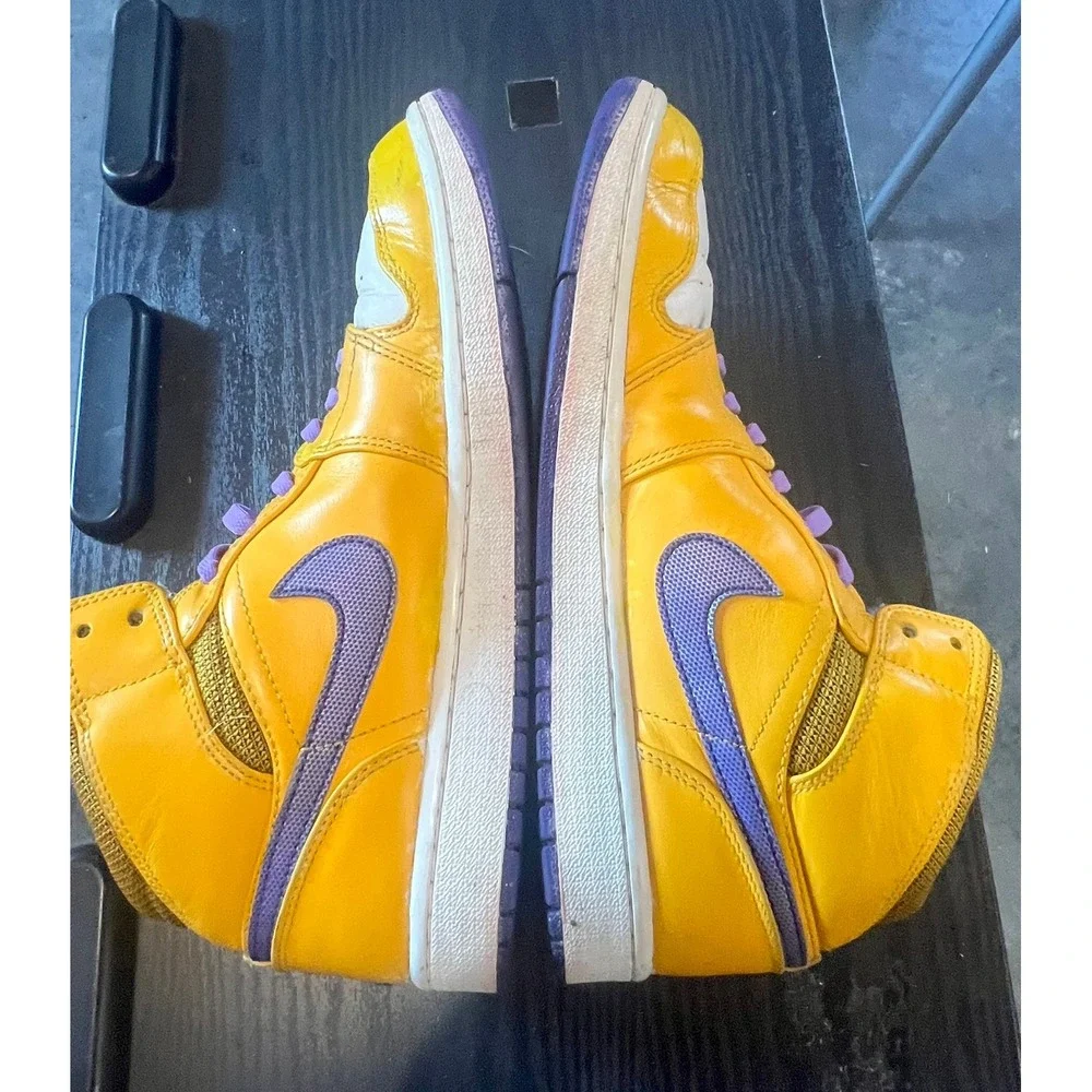 Nike Air Jordan 1 Mid Lakers University Gold Purple 554724-708 Mens 9